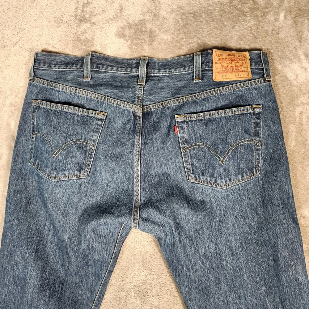 Levi's 501XX Jeans Men's 42X32 Blue‎ Original Straight Leg Button Fly Denim 501